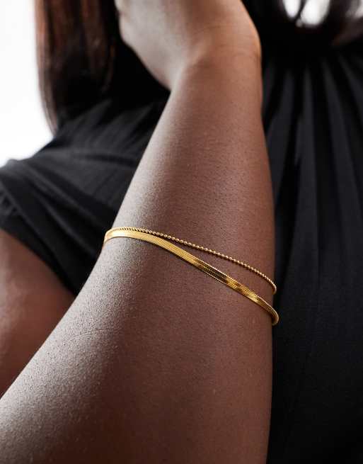 ASOS DESIGN Curve – Goldfarbenes, mehrreihiges Armband aus wasserfestem Edelstahl