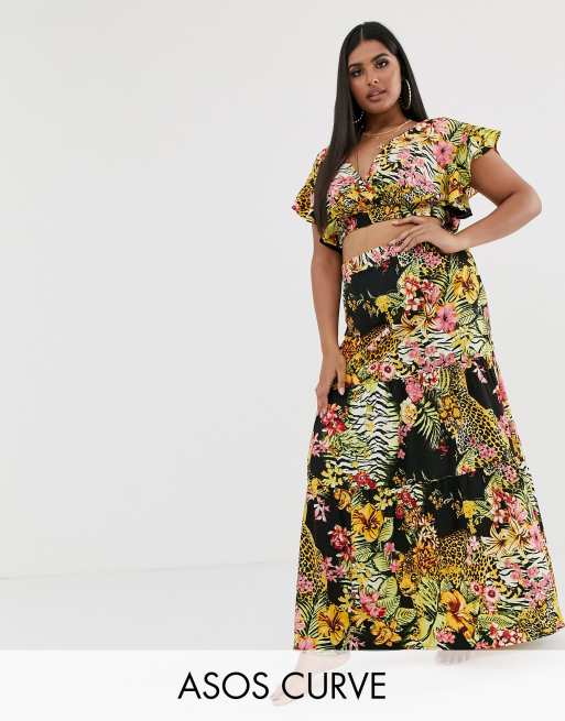 ASOS DESIGN Curve - Coordinato da spiaggia con stampa safari tropicale glamour, 3 di 3