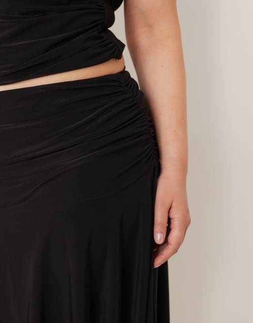 ASOS DESIGN Curve - Gonna nera con fondo a fazzoletto in coordinato, 5 di 5
