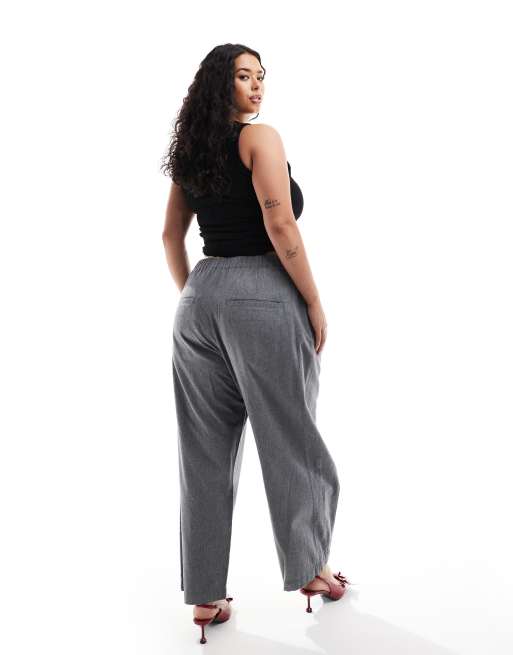 ASOS DESIGN Curve - Grå bukser med barrel-ben i flonel, 5 af 5