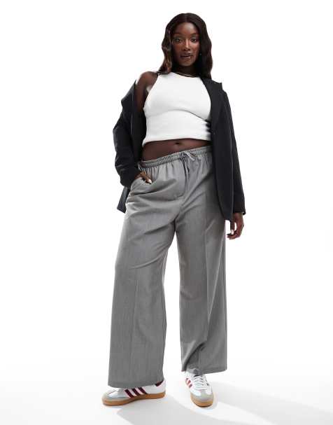 ASOS DESIGN Curve - Grå skræddersyede pull-on-bukser - view 1