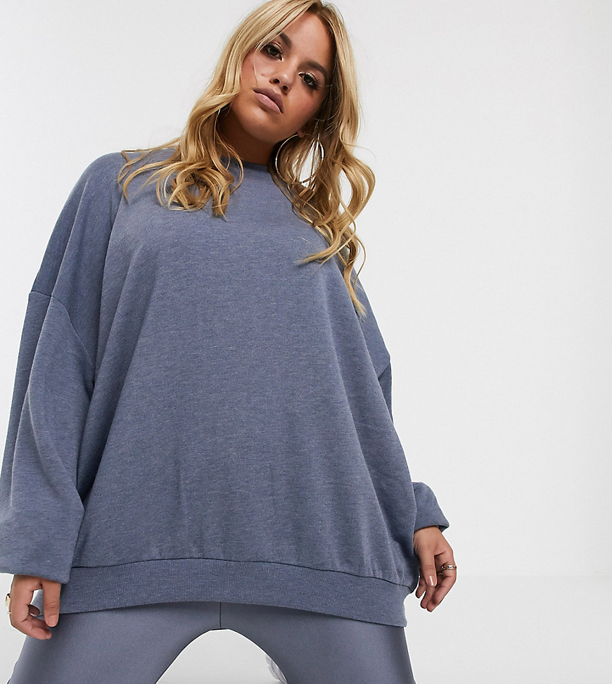 ASOS DESIGN Curve – Grå supermjuk sweatshirt i oversize-modell