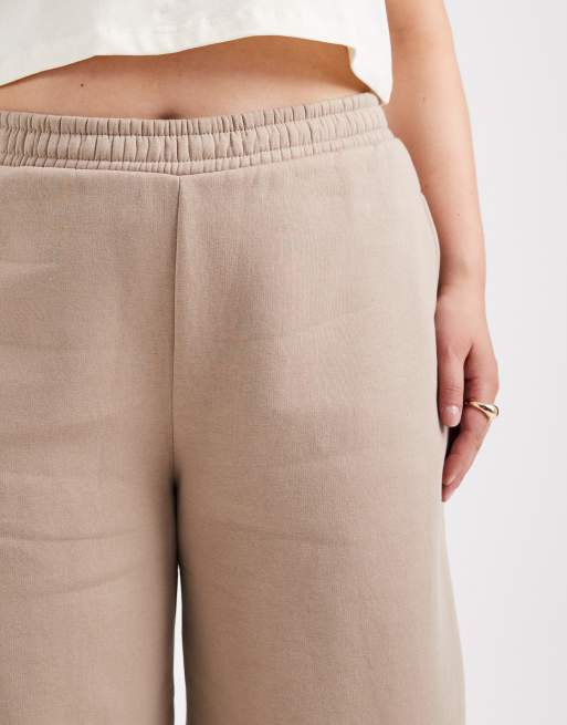 ASOS DESIGN Curve - Gråbrune joggingbukser med børstet tekstur og tøndeformede ben, 5 af 5