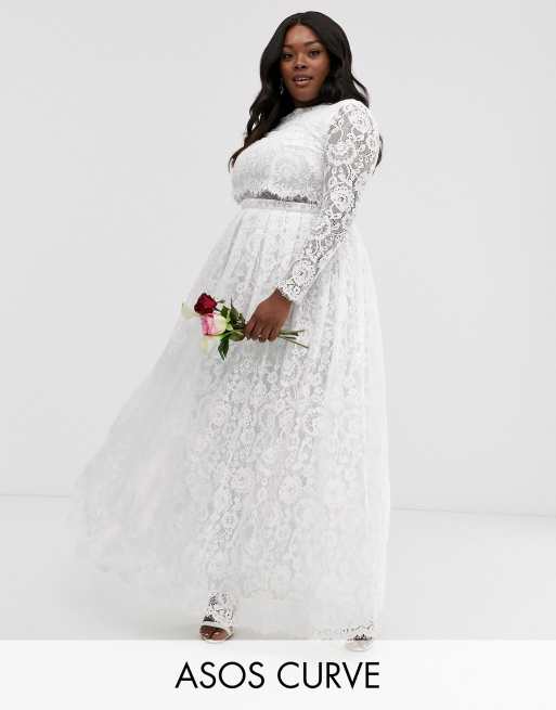 ASOS DESIGN Curve Grace lace crop top wedding dress ASOS