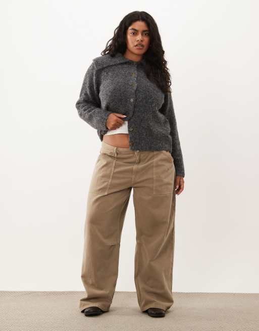 ASOS DESIGN Curve – Grafitowy, taliowany kardigan z kołnierzem, 2 z 4