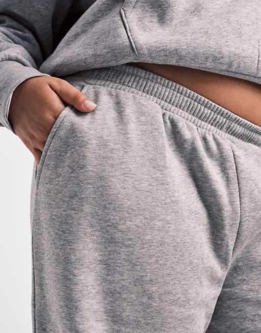 ASOS DESIGN Curve – Gråmelerade mjukisbyxor med borstad insida och vida ben, 4 av 5