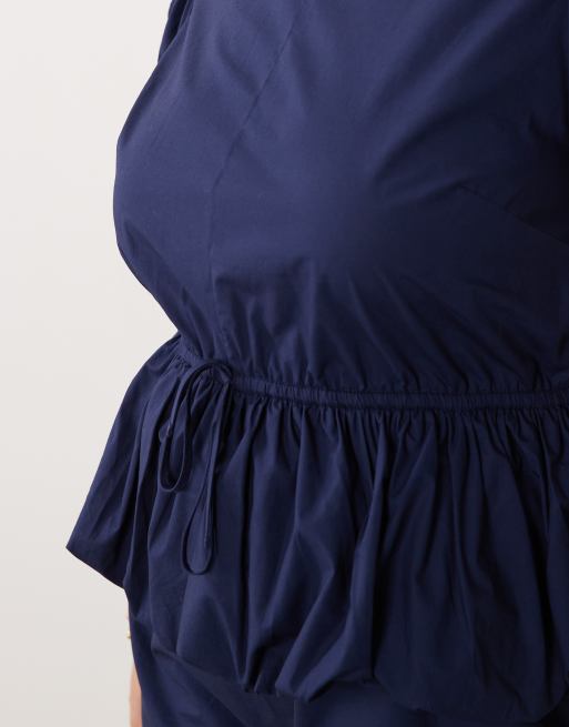 ASOS DESIGN Curve – Granatowy kombinezon z baskinką i balonowymi nogawkami, 4 z 4