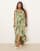 ASOS DESIGN Curve - Grøn maxikjole med flæser og skråsnit samt åben ryg i blomstermønster - view 1