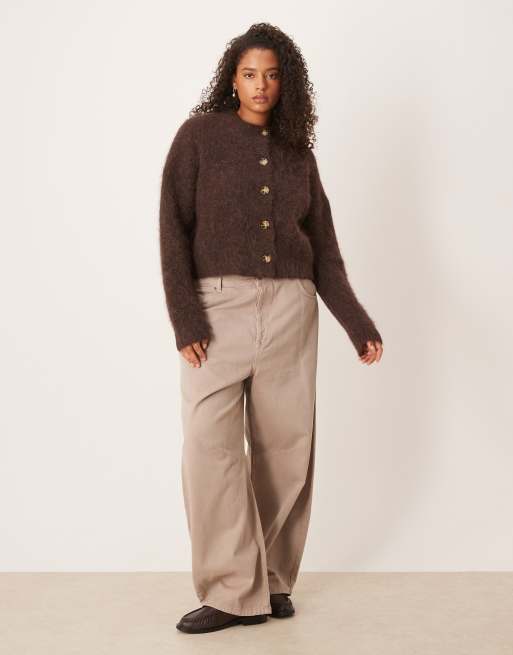 ASOS DESIGN Curve - Grofgebreid vest van premium alpacawol in chocoladebruin, 2 van 4