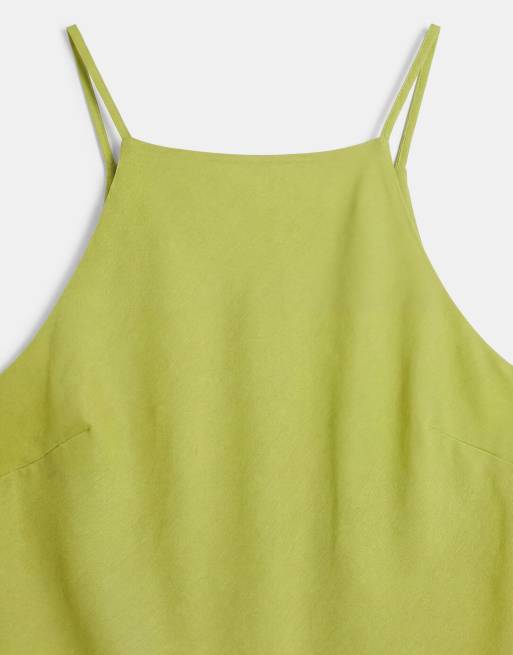 ASOS DESIGN Curve – Grön, ärmlös maxiklänning i chiffong med klockad kjol, 7 av 7