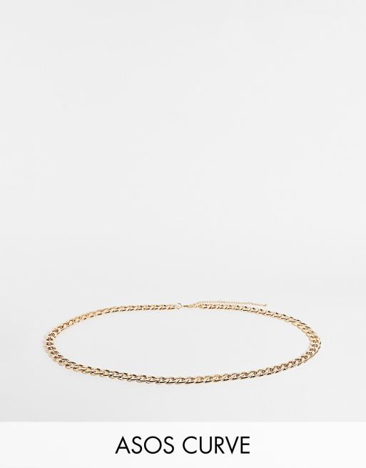 ASOS DESIGN Curve – Gruby łańcuszkowy pasek w kolorze złotym