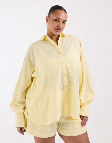 ASOS DESIGN Curve – Gul ginghamrutig skjorta - view 1