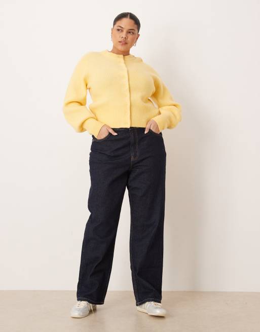 ASOS DESIGN Curve - Gul vamset cardigan i kompakt design med struktur i ærmerne, 3 af 4