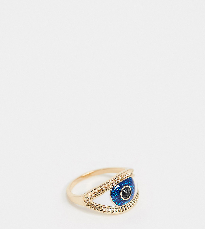 ASOS DESIGN Curve – Guldfärgad ring med öga i emalj