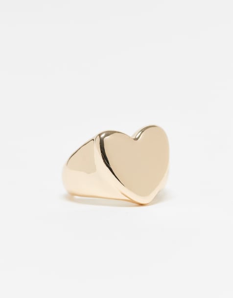 ASOS DESIGN Curve – Guldfärgad ring med puffigt hjärta - view 1