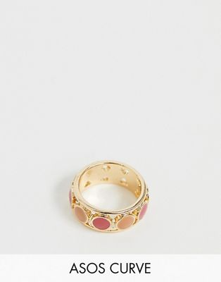 ASOS DESIGN – Curve – Guldfärgad ring med rund sten
