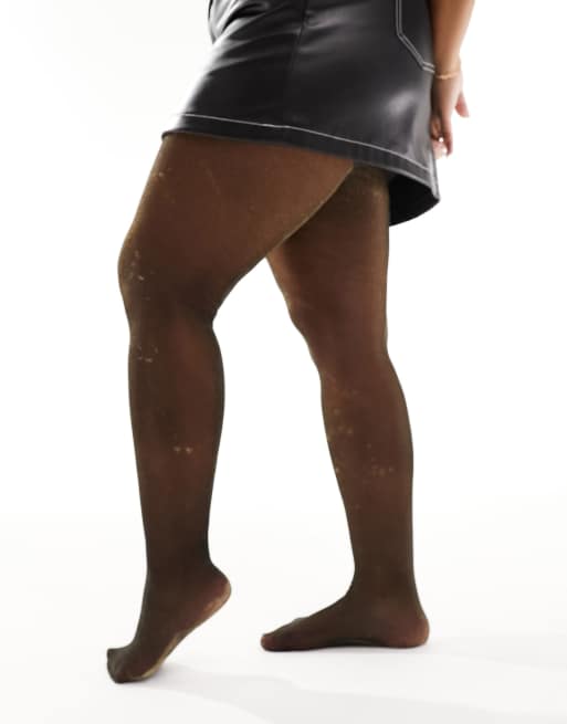 ASOS DESIGN Curve – Guldfärgade, skira tights med glitter i 40 denier, 4 av 4