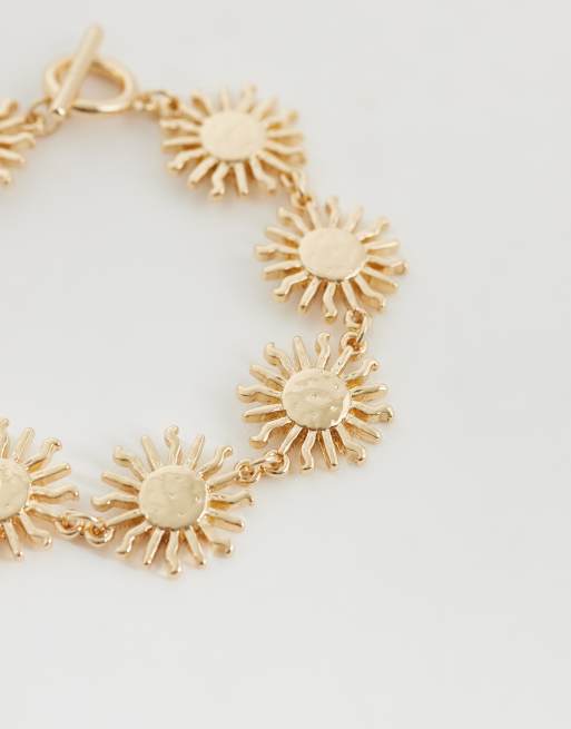 ASOS DESIGN Curve – Guldfärgat armband med t-stav och liten soldesign, 3 av 3