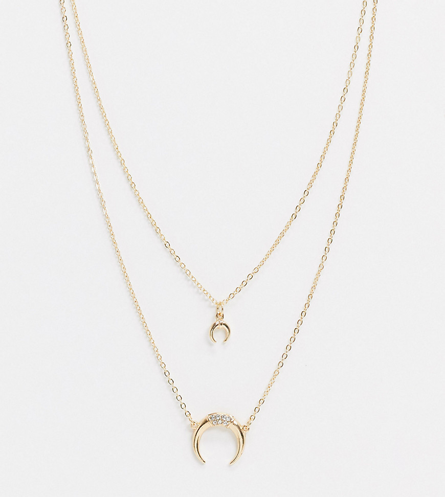 ASOS DESIGN Curve – Guldfärgat halsband i flera rader med hornformade hängsmycken