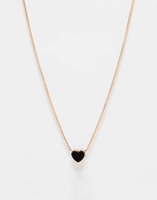 ASOS DESIGN Curve – Guldfärgat halsband med emaljerat hjärta