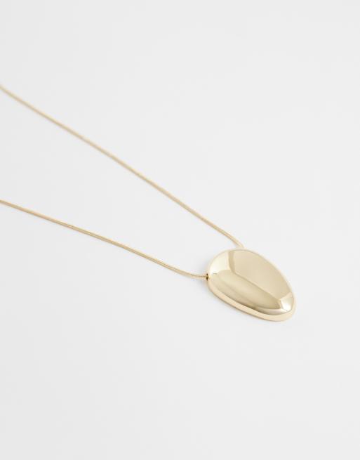 ASOS DESIGN Curve – Guldfärgat halsband med litet, ovalt hänge, 4 av 4