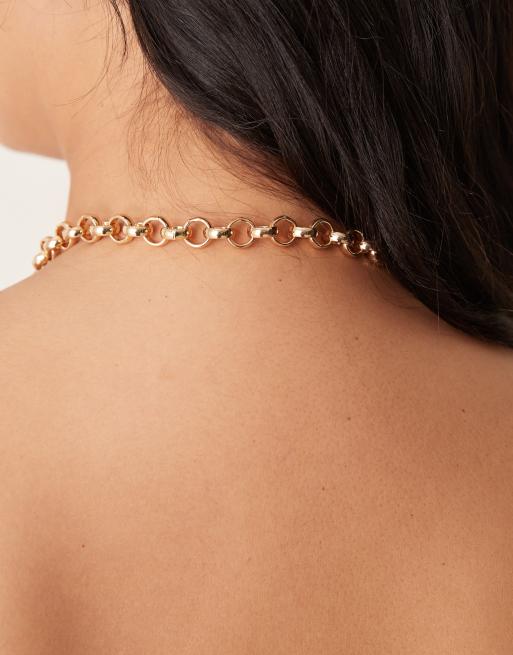 ASOS DESIGN Curve – Guldfärgat halsband med T-stav och snäckhänge, 3 av 3
