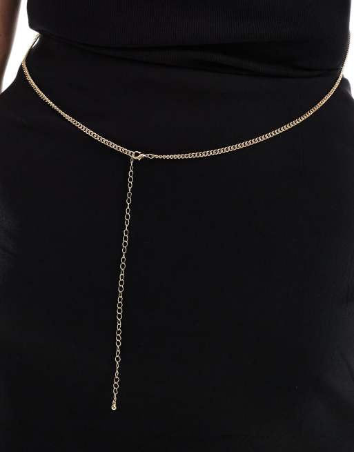 ASOS DESIGN Curve – Guldfärgat kroppssmycke med draperade kedjor med strass, 4 av 4
