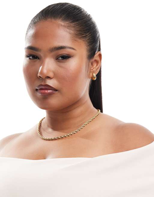 ASOS DESIGN Curve - Guldfarvet halskæde med snoet kæde i vandfast, rustfrit stål