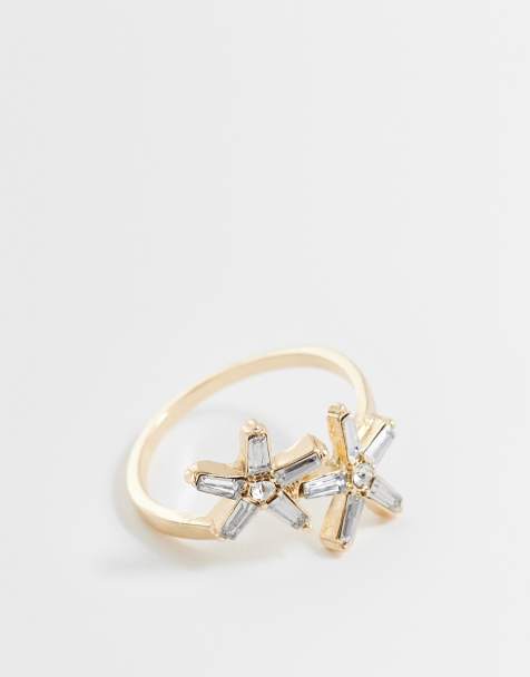 ASOS DESIGN Curve - Guldfarvet ring med søstjernedesign og små krystaller - view 1