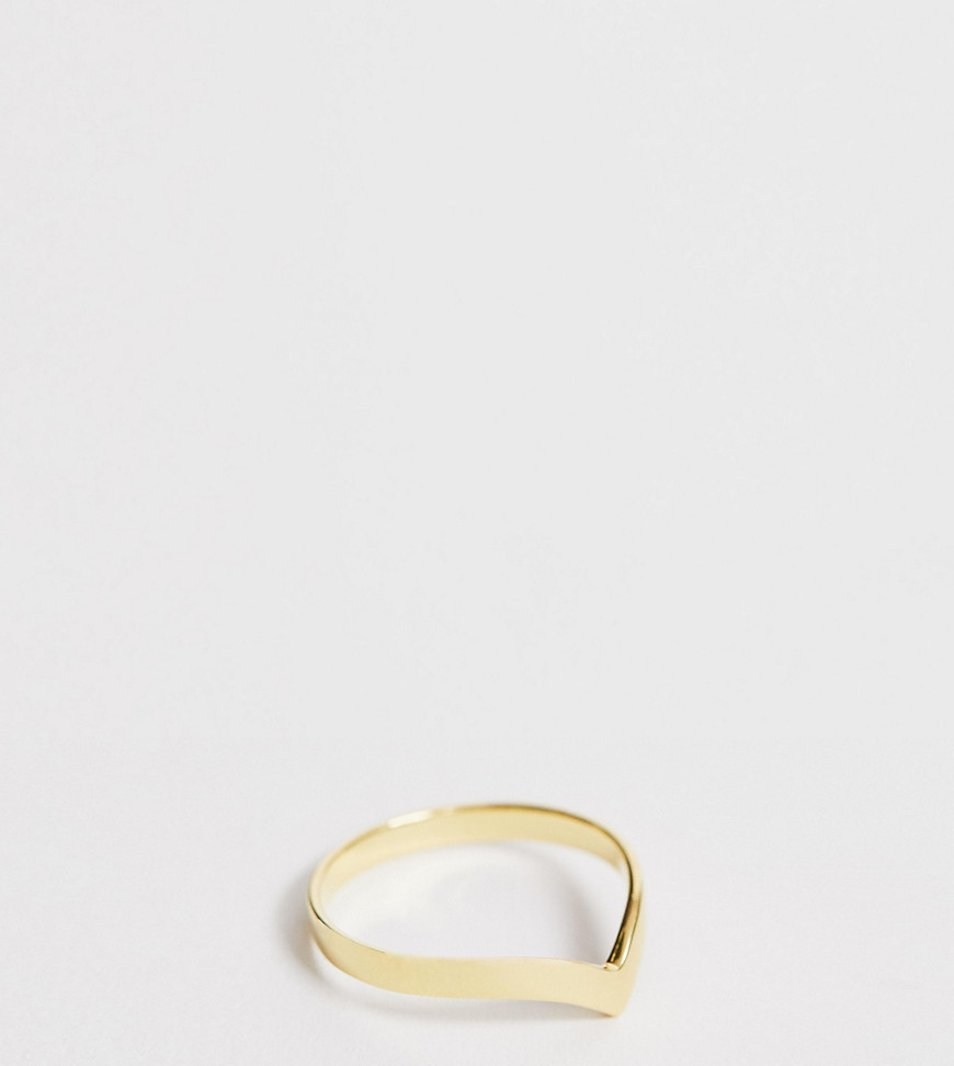 ASOS DESIGN Curve – Guldpläterad v-formad ring i äkta silver