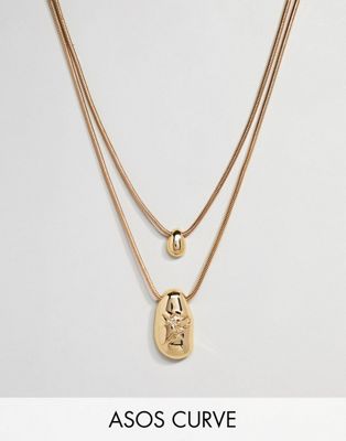 ASOS DESIGN Curve – Guldpläterat och flerdelat halsband med följsam design och bucklig metall