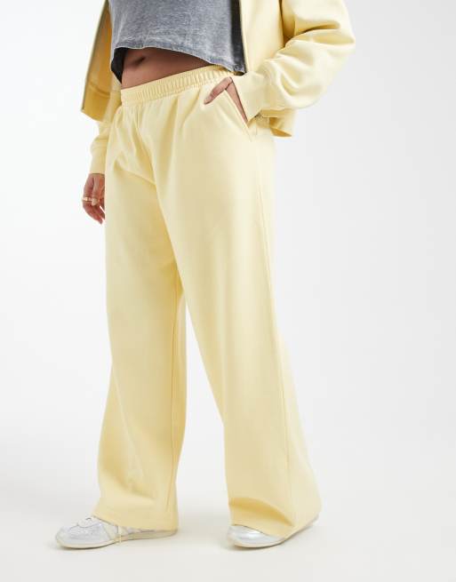ASOS DESIGN Curve - Gule joggingbukser med brede ben og børstet inderside, 2 af 5