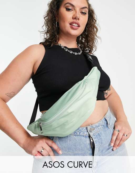 ASOS DESIGN Curve – Gürteltasche aus Polyester in Salbeigrün - LGREEN