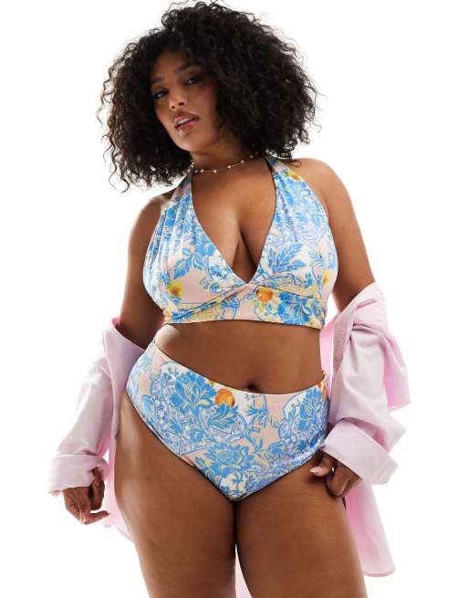 ASOS DESIGN Curve - Hailey - Bikini con stampa barocca