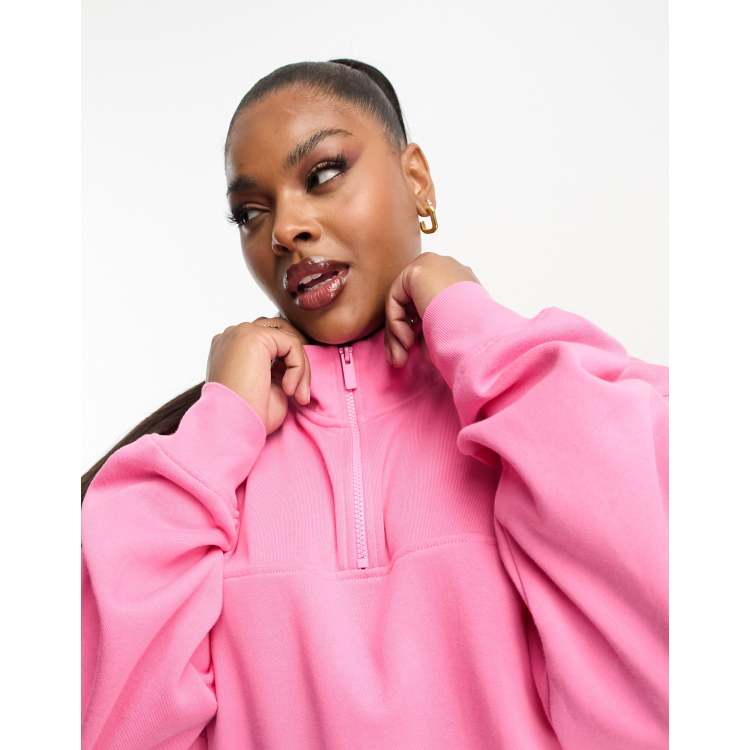 Pink hot sale zip sweatshirt