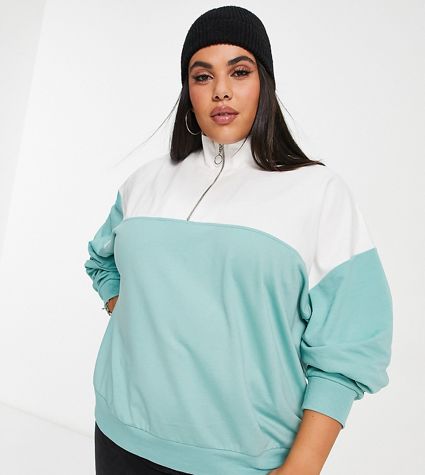 Curve half zip sweatshirt in color block-Multi