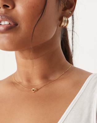 ASOS DESIGN Curve - Halskette aus wasserfestem Edelstahl in Goldoptik mit Knotenanhänger-Goldfarben