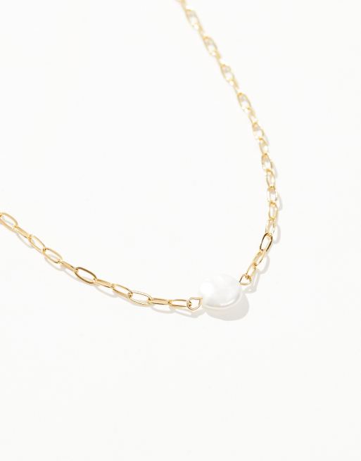 ASOS DESIGN Curve – Halskette mit 14-karätiger Vergoldung und Kunstperle, 2 von 4