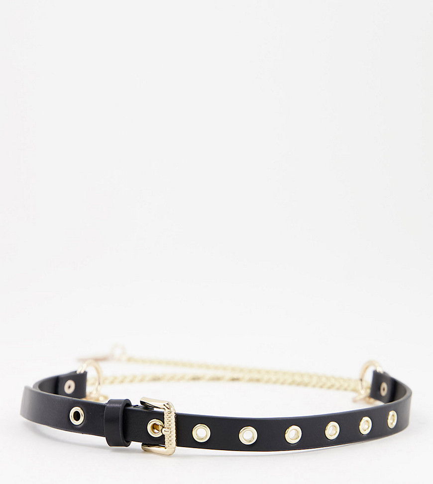 ASOS DESIGN Curve hanging chain waist and hip belt in black