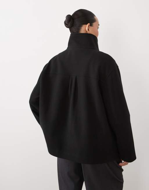 ASOS DESIGN Curve Harrington-Jacke mit Stehkragen in Schwarz, 4 von 4