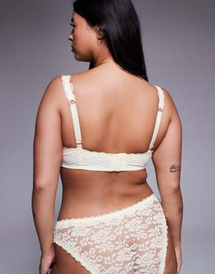 Asos Curve Asos Design Curve Hazel All Over Lace Brazilian Briefs With Lace Trim In White
