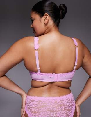 Asos Curve Asos Design Curve Hazel All Over Lace Underwire Bra With Lace Trim In Pink