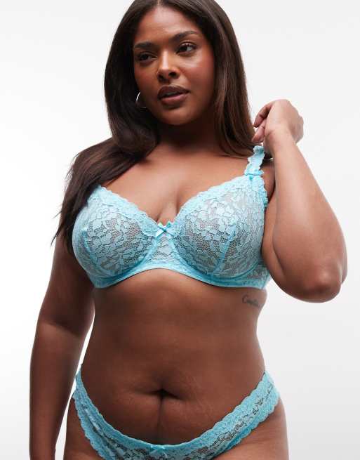ASOS DESIGN Curve – Hazel – Lingerie aus Spitze in Aquablau mit Spitzenbesatz, 3 von 3