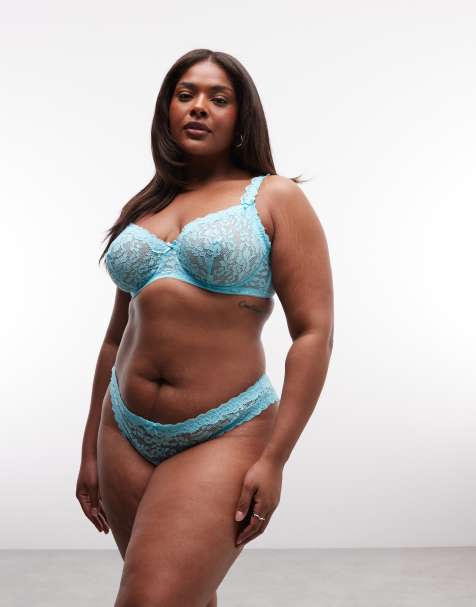 ASOS DESIGN Curve – Hazel – Lingerie aus Spitze in Aquablau mit Spitzenbesatz - view 1