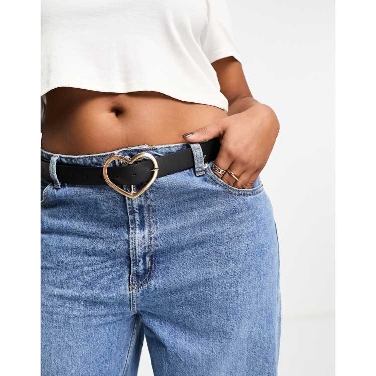 ASOS Asos Heart Shape Buckle Belt with Chain Detail in Black