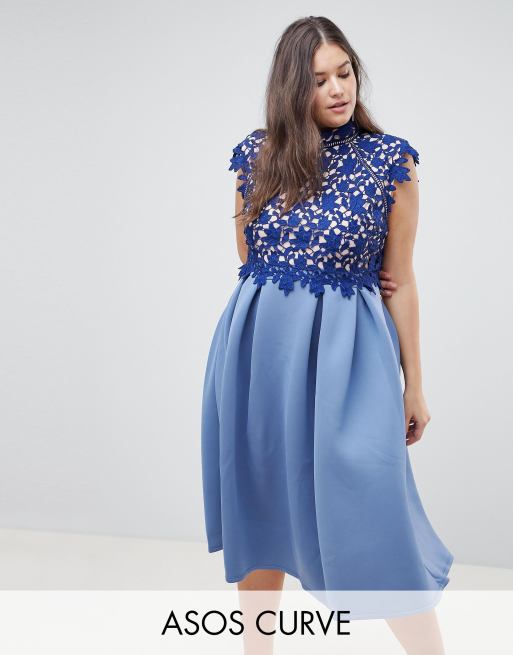  ASOS  Curve  ASOS  DESIGN Curve  heavy lace high neck prom  dress 