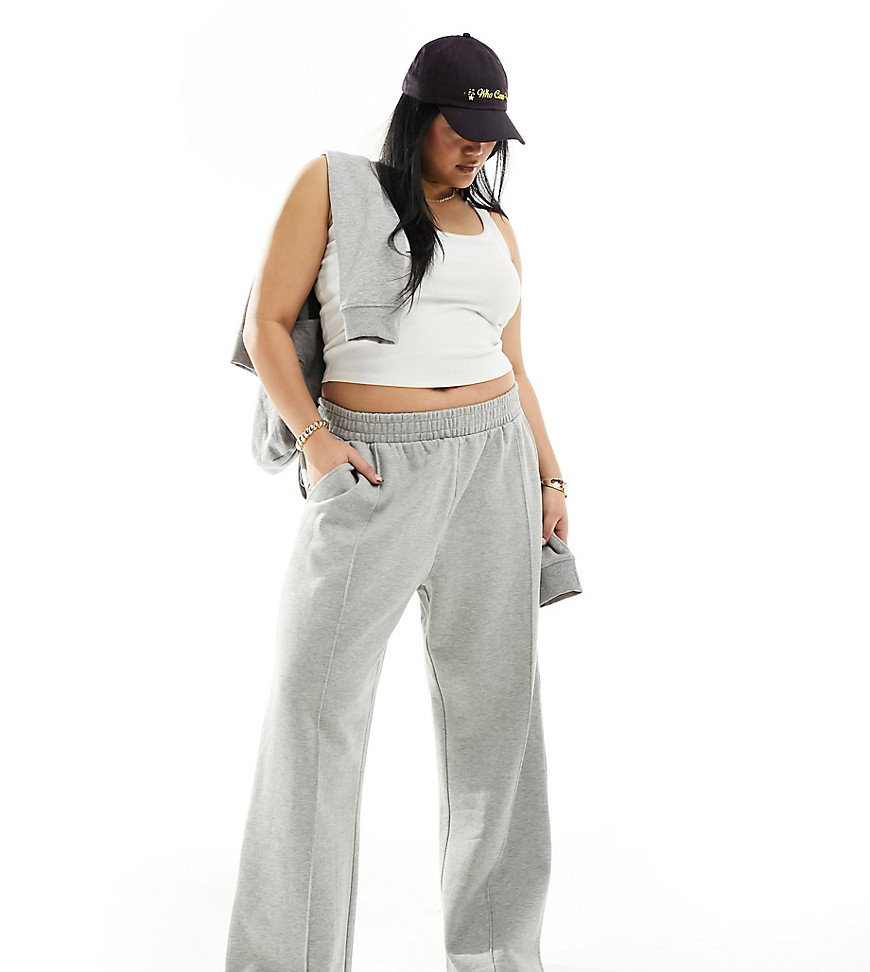 ASOS DESIGN Curve heavy weight straight leg jogger with pintuck-Grey