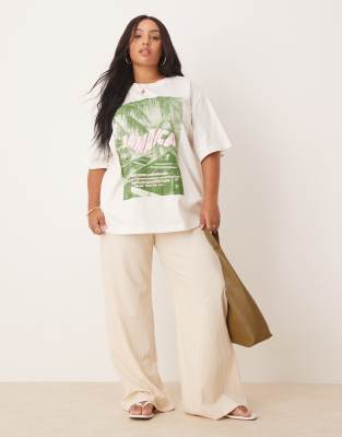 Asos Curve Asos Design Curve Heavyweight Oversized T-shirt With Jamaica Location Graphic
