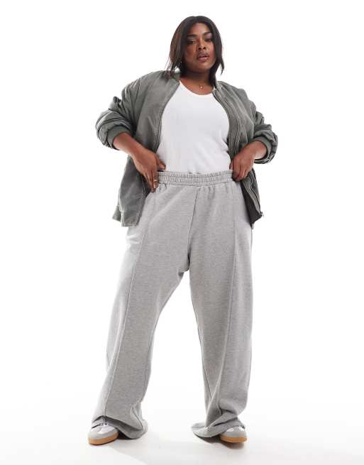 CerbeShops DESIGN Curve heavyweight straight leg trackies with pintuck in grey