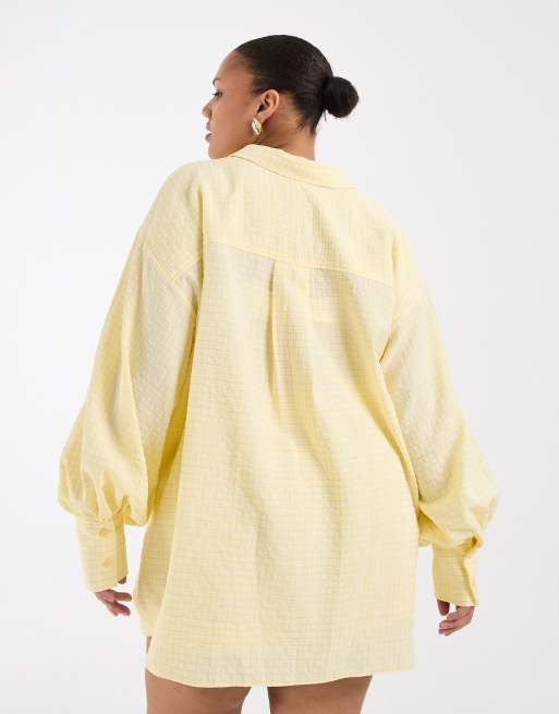 ASOS DESIGN Curve – Hemd mit Vichy-Karos in Gelb, 2 von 4